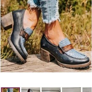Freebird by Steven Blue and Brown Heeled Loafers